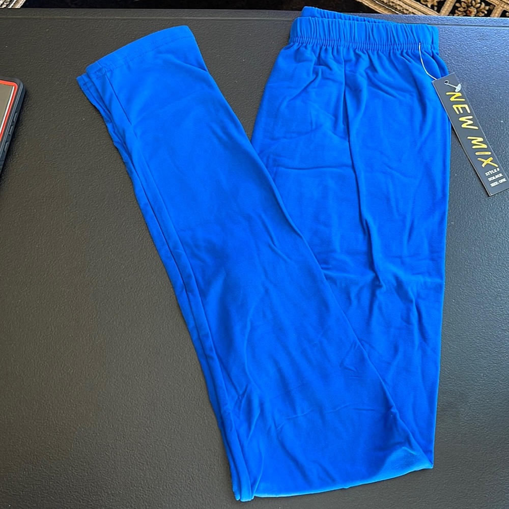 BLUE NEW MIX LEGGINGS. ONE SIZE. STRETCH SOUBLE STRETCHED - Picture 1 of 7